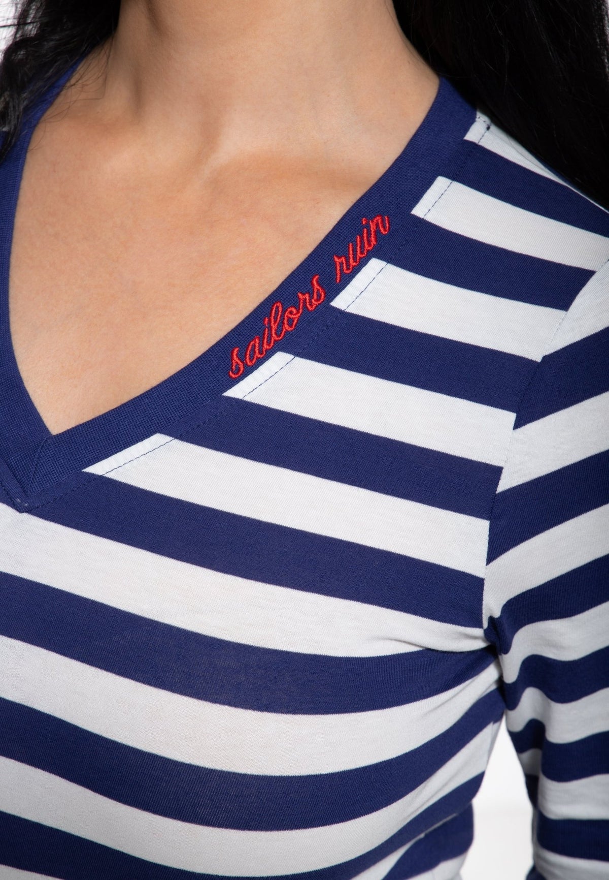 Langarmshirt 'Sailor’s Ruin' in Navy – Langarmshirts von Queen Kerosin - Ansicht 3