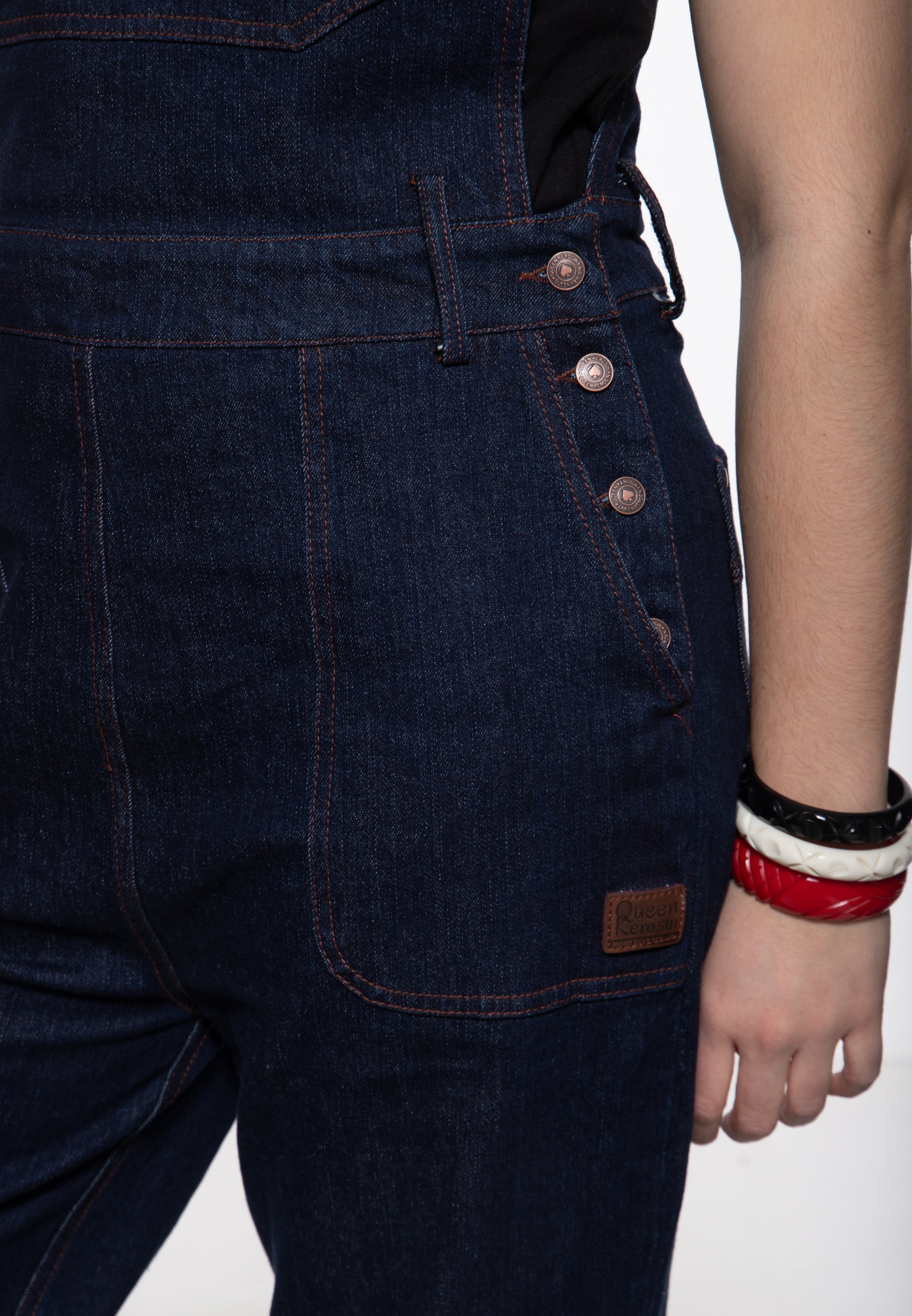 Latzhose 'Josie' in Denim Overalls von Queen Kerosin