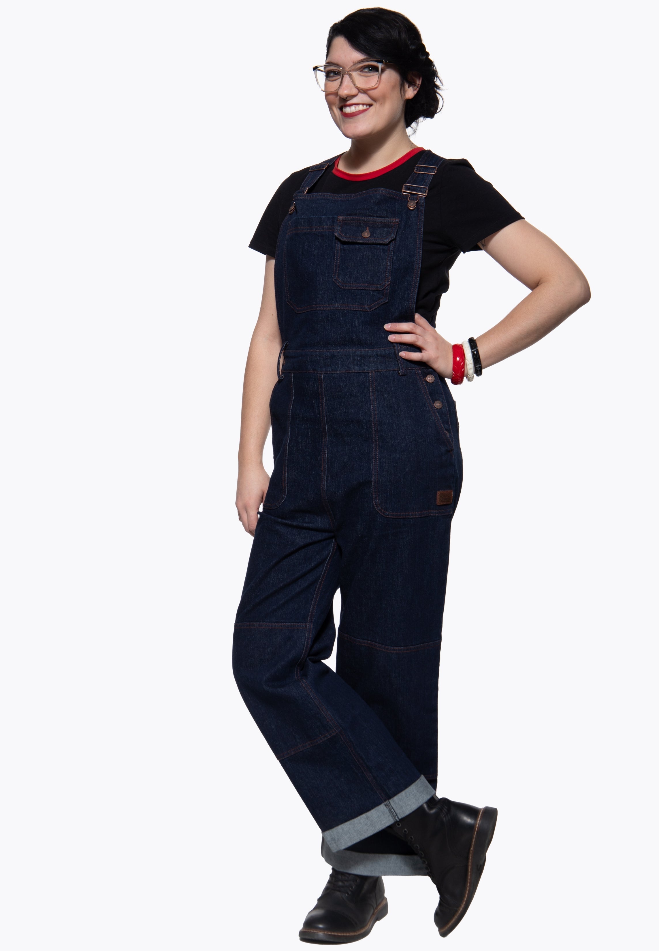 Latzhose 'Josie' in Denim Overalls von Queen Kerosin