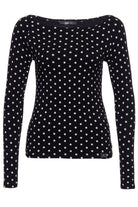 Queen Kerosin - Longsleeve Shirt mit U - Boot - Ausschnitt und Punktemuster