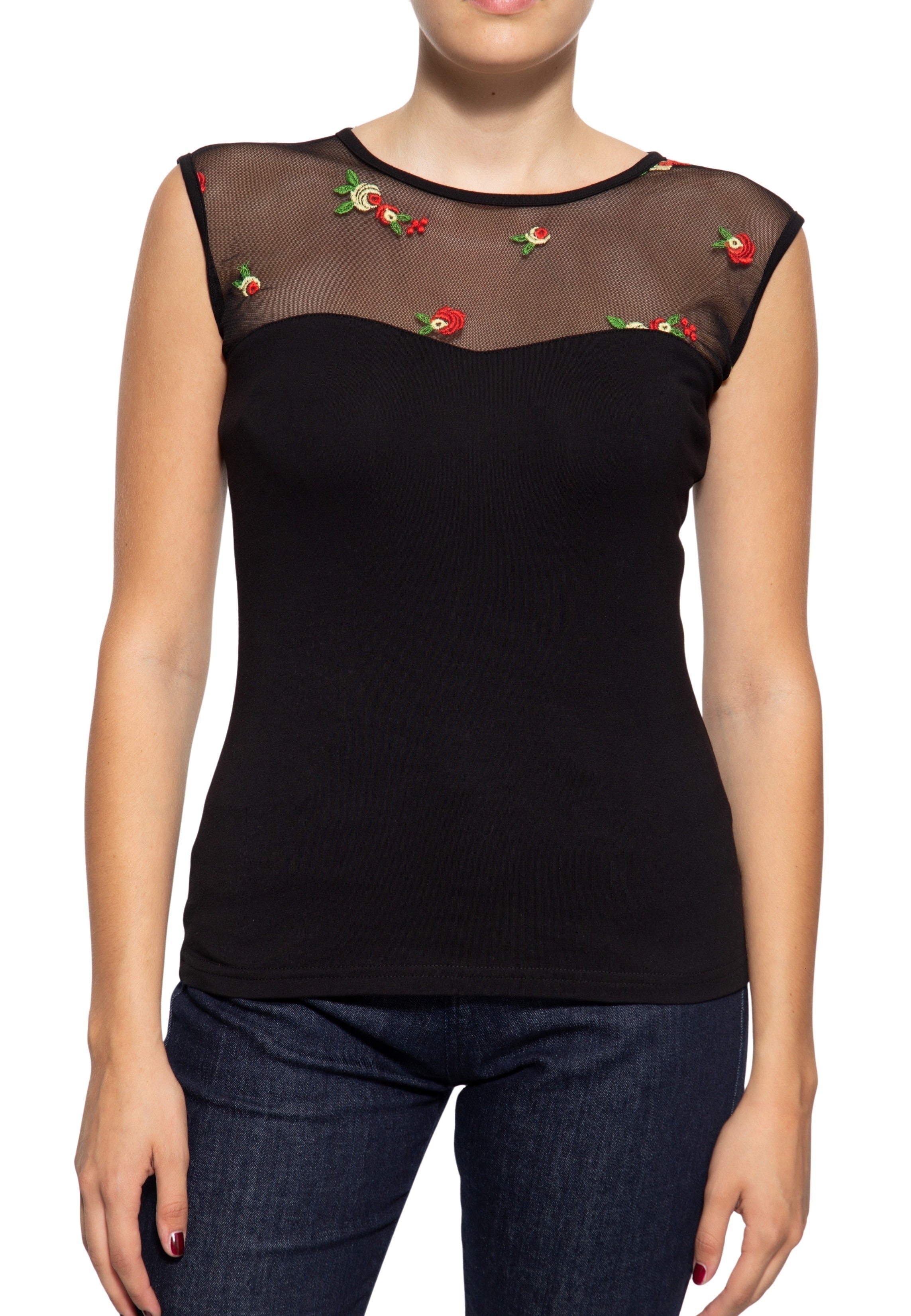 Mesh Top «Roses» Tops von Queen Kerosin