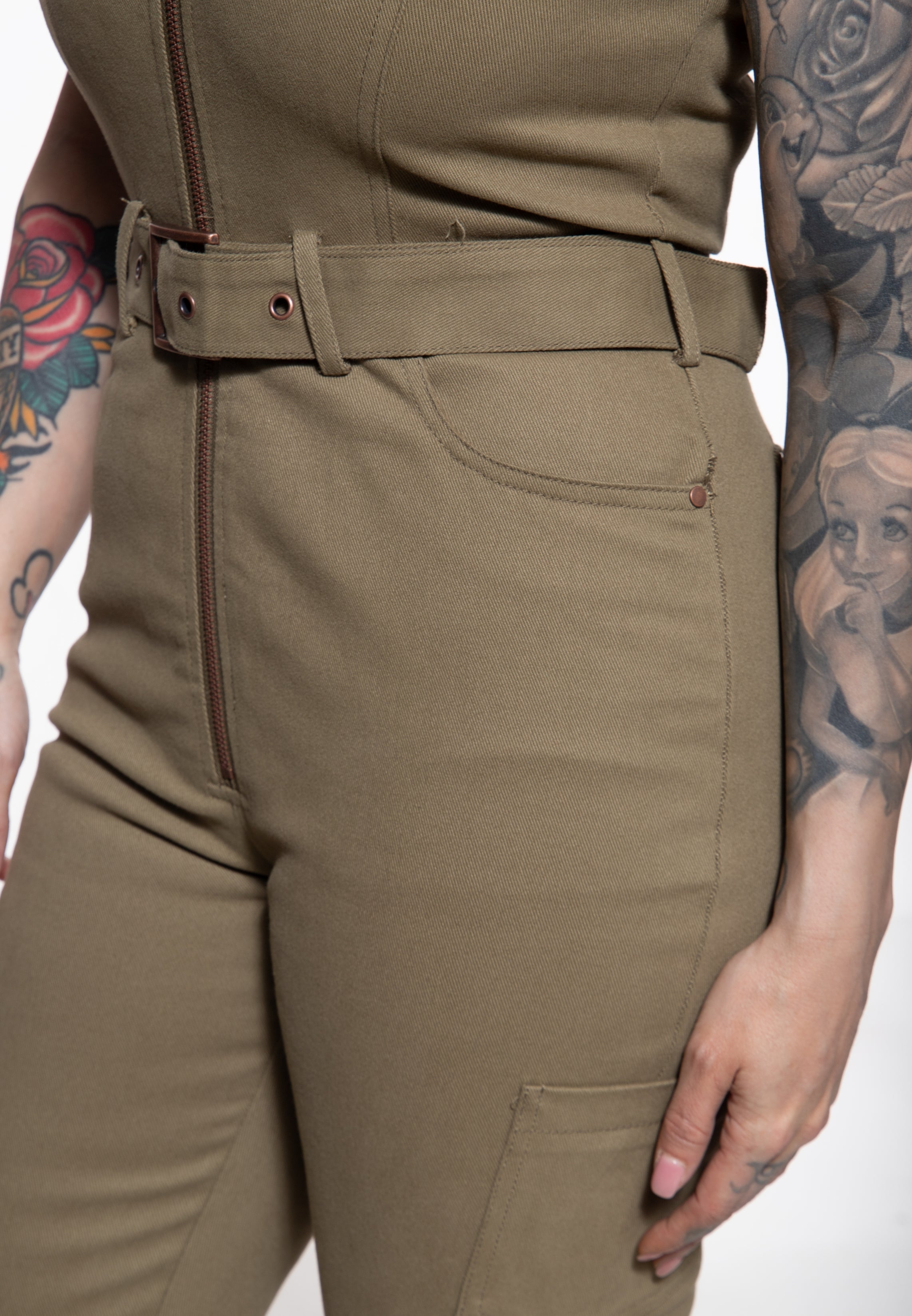 Overall 'Racing Queen' in Olivgrün Overalls von Queen Kerosin