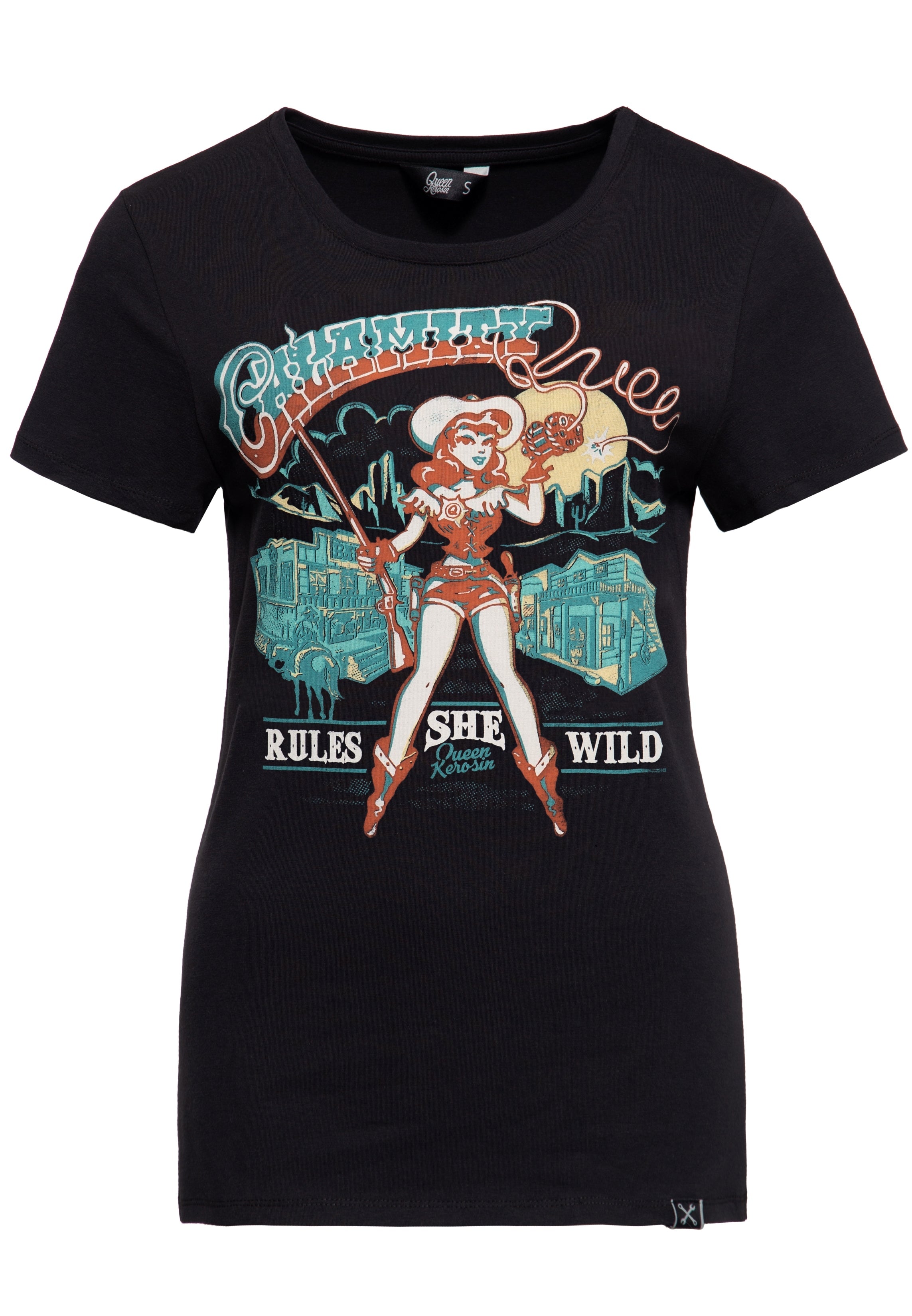 Print T-Shirt «Calamity Queen» T-Shirts von Queen Kerosin