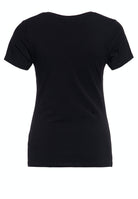 Queen Kerosin - Printshirt mit V-Ausschnitt «Boom»