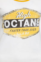 Queen Kerosin - Raglan T-Shirt mit kontrastierenden Ärmeln und Frontprint «High Octane»