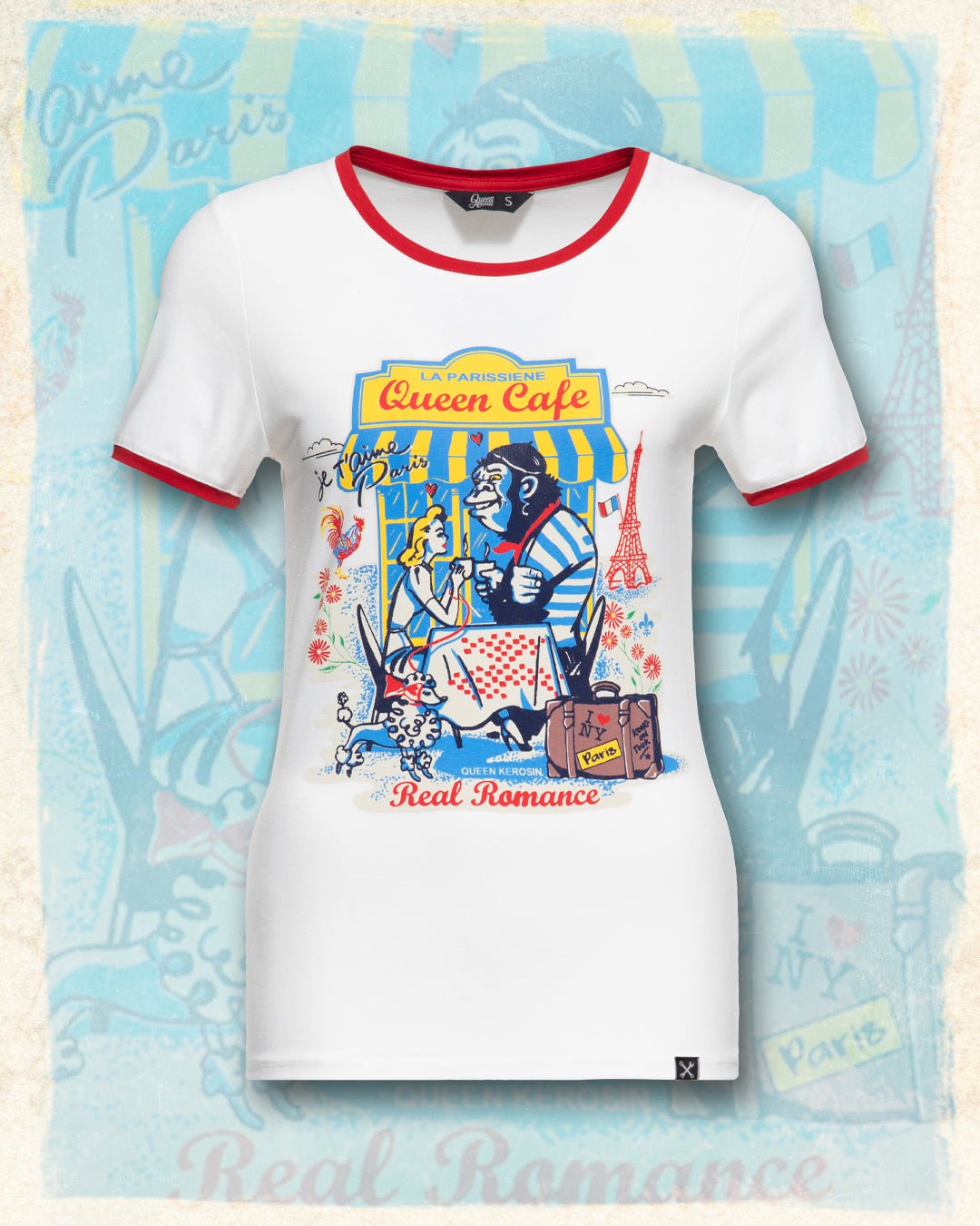 Queen Kerosin - Ringer T-Shirt «Real Romance»