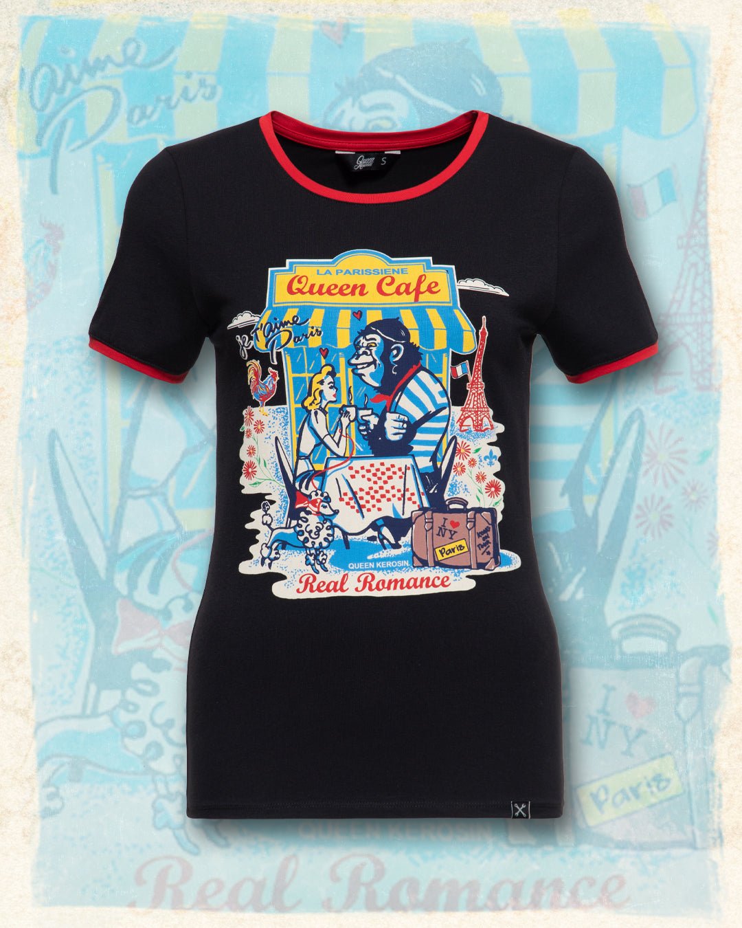 Queen Kerosin - Ringer T-Shirt «Real Romance»