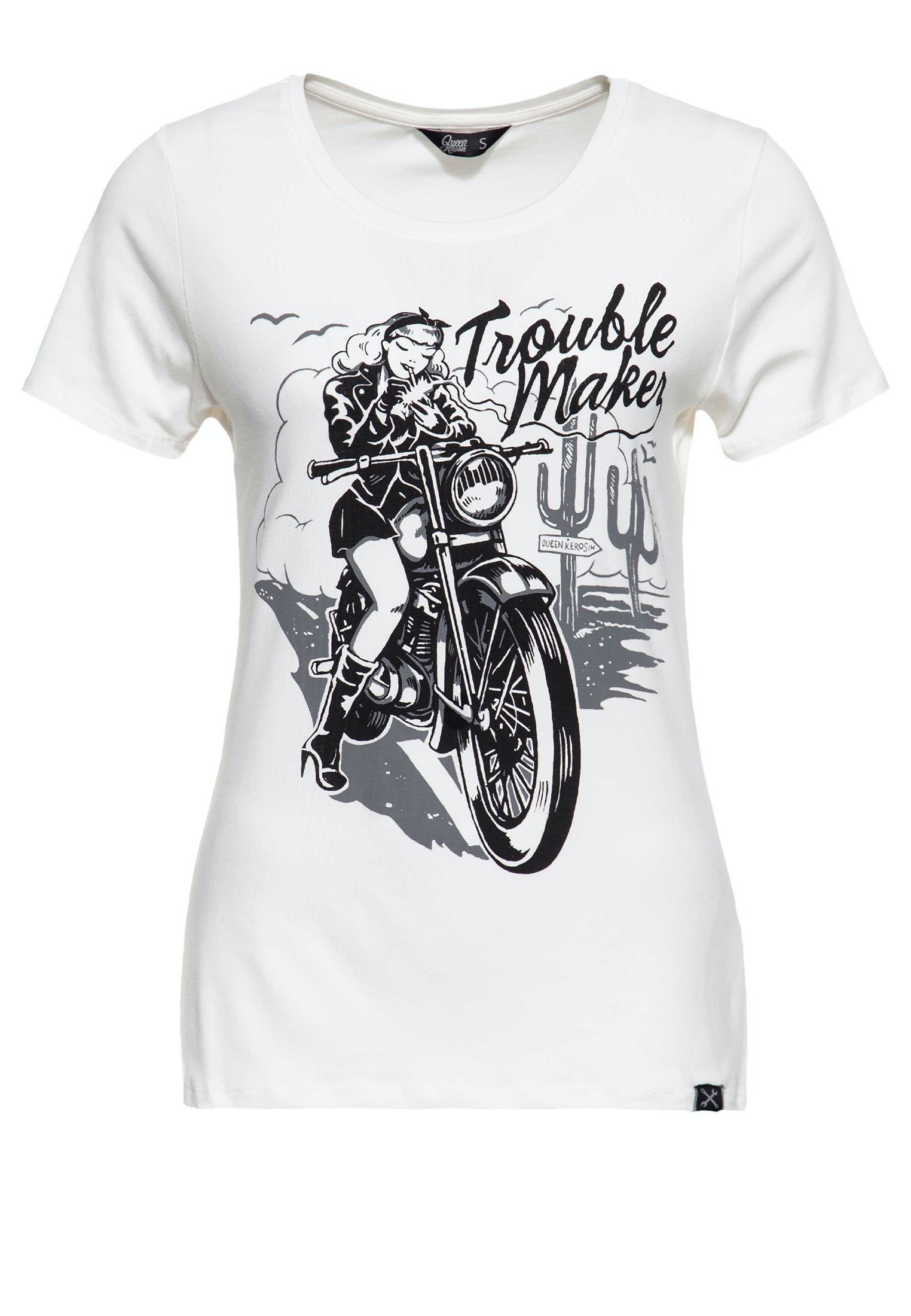 Queen Kerosin - Slim Fit Print Shirt mit Frontmotiv «Trouble Maker»