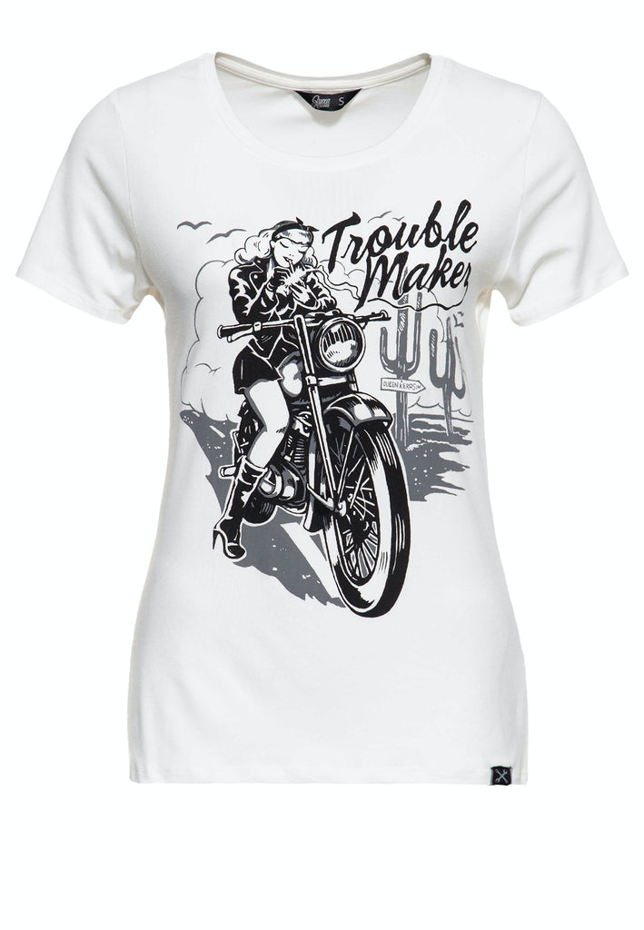 Queen Kerosin Slim Fit Print Shirt mit Frontmotiv «Trouble Maker»
