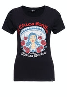 Queen Kerosin - Slim Fit T-Shirt mit Print und Rundhalsausschnitt «La Chica»