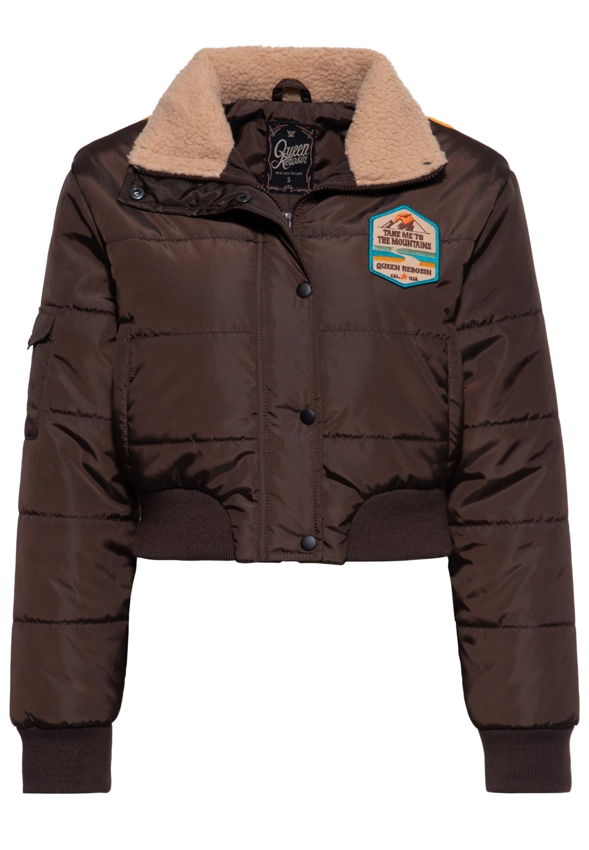 Steppjacke 'Take me to the mountains' in Dunkelbraun – Steppjacken von Queen Kerosin - Ansicht 1