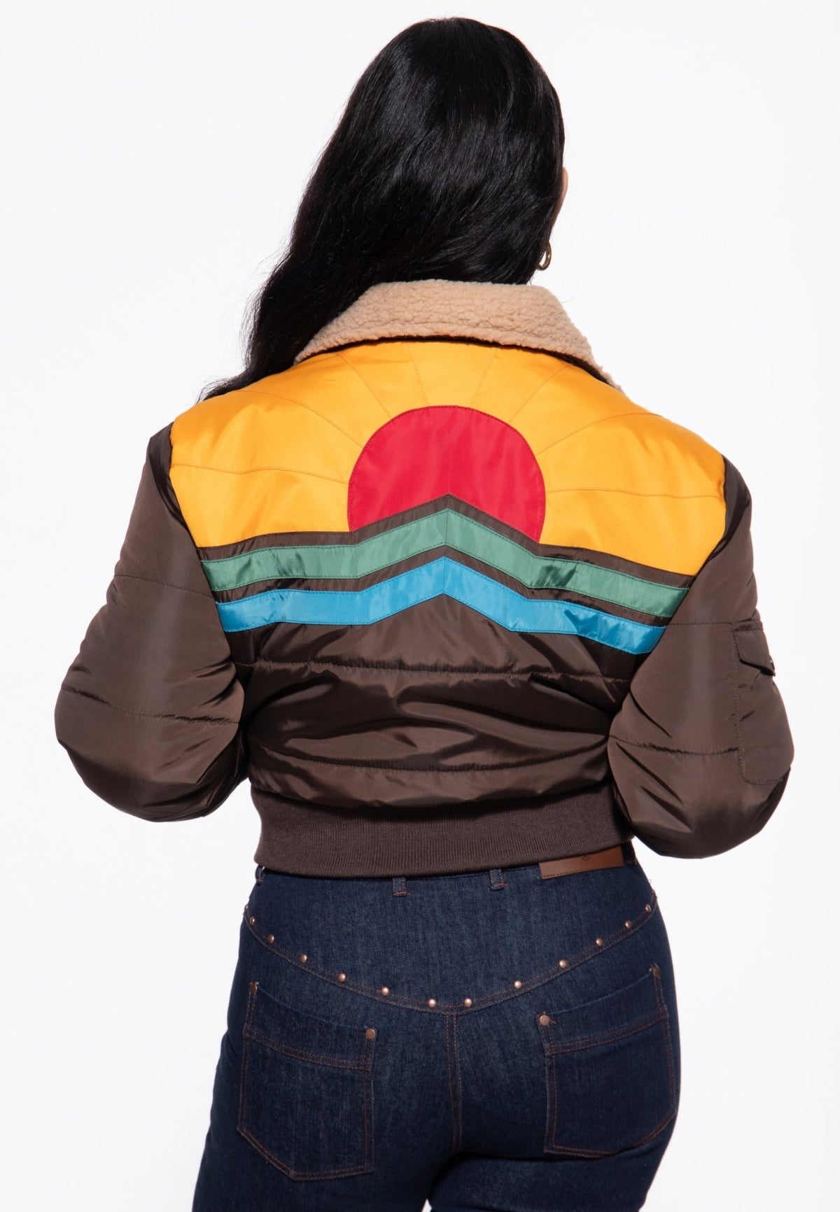 Steppjacke 'Take me to the mountains' in Dunkelbraun – Steppjacken von Queen Kerosin - Ansicht 4