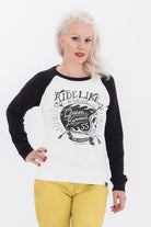 Queen Kerosin - Sweater mit auffälligem Biker - Print «Ride like a Devil»