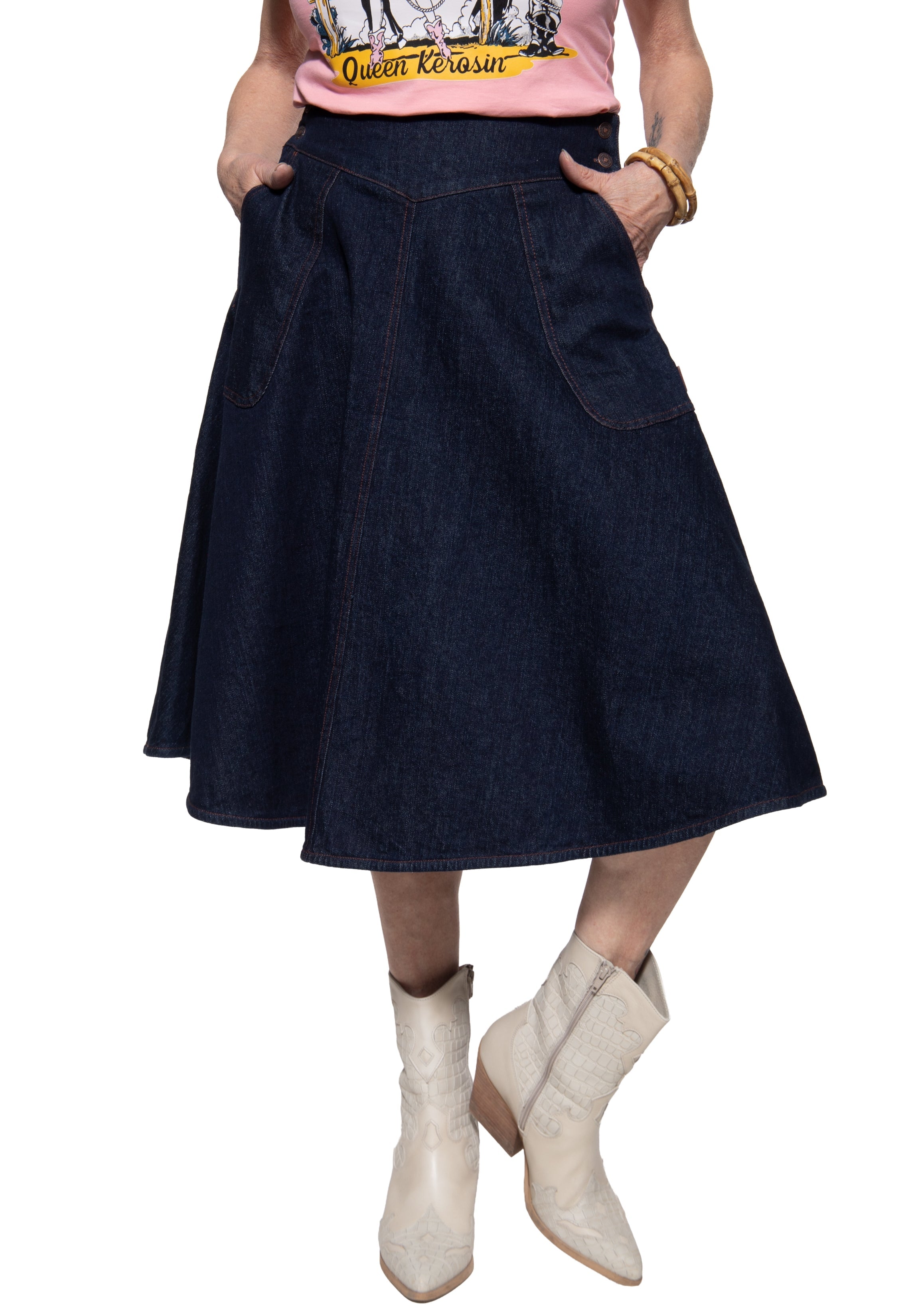 Swingrock 'Josie' in Denim Röcke von Queen Kerosin