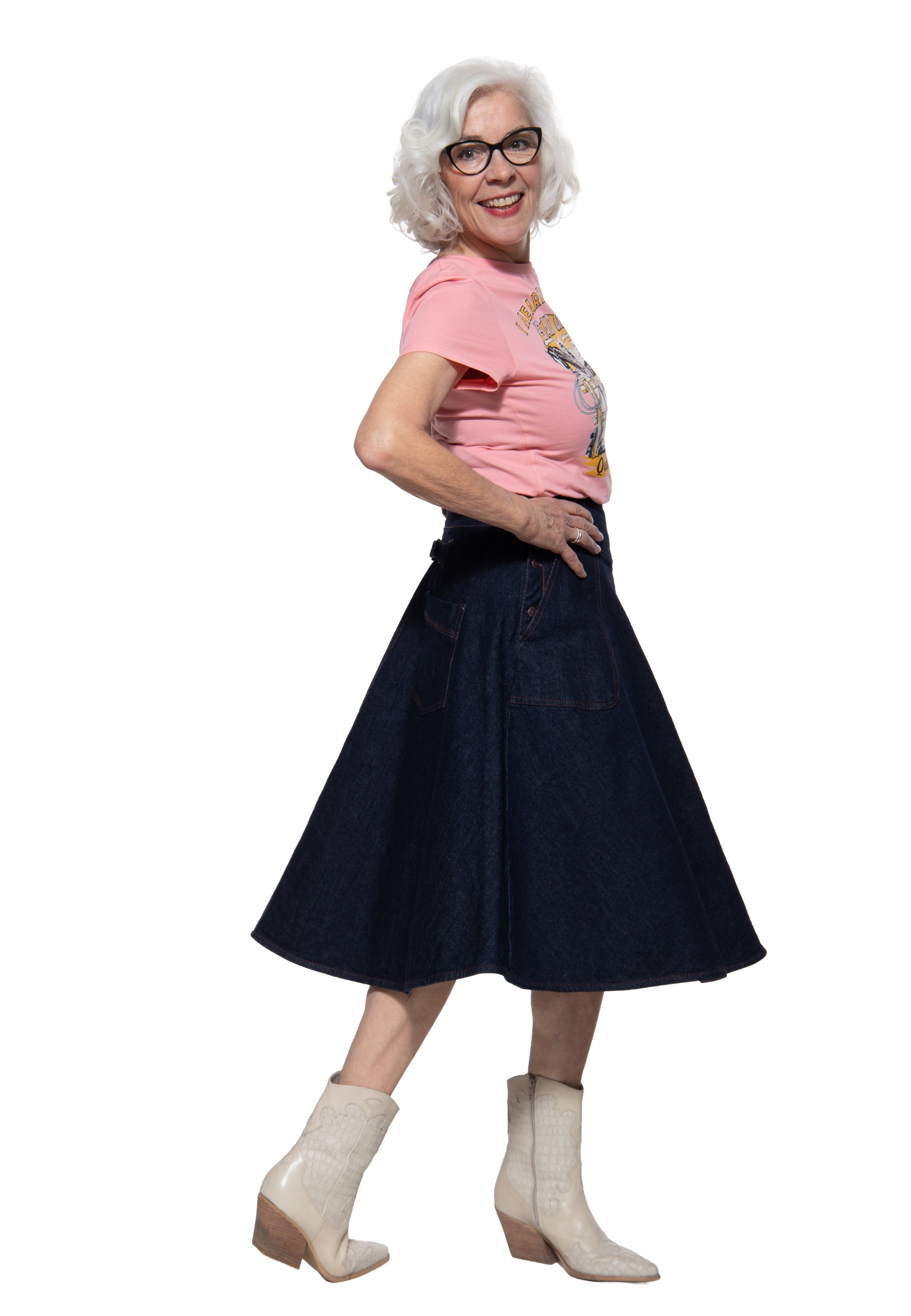 Swingrock 'Josie' in Denim Röcke von Queen Kerosin
