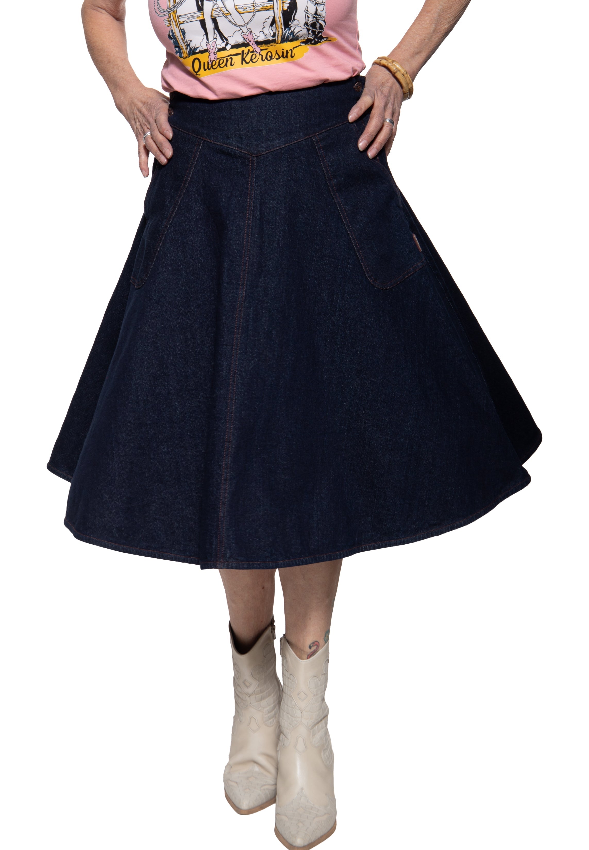 Swingrock 'Josie' in Denim Röcke von Queen Kerosin