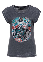 T-Shirt 'Conduce Libre, Vive Libre' in Grau T-Shirts von Queen Kerosin