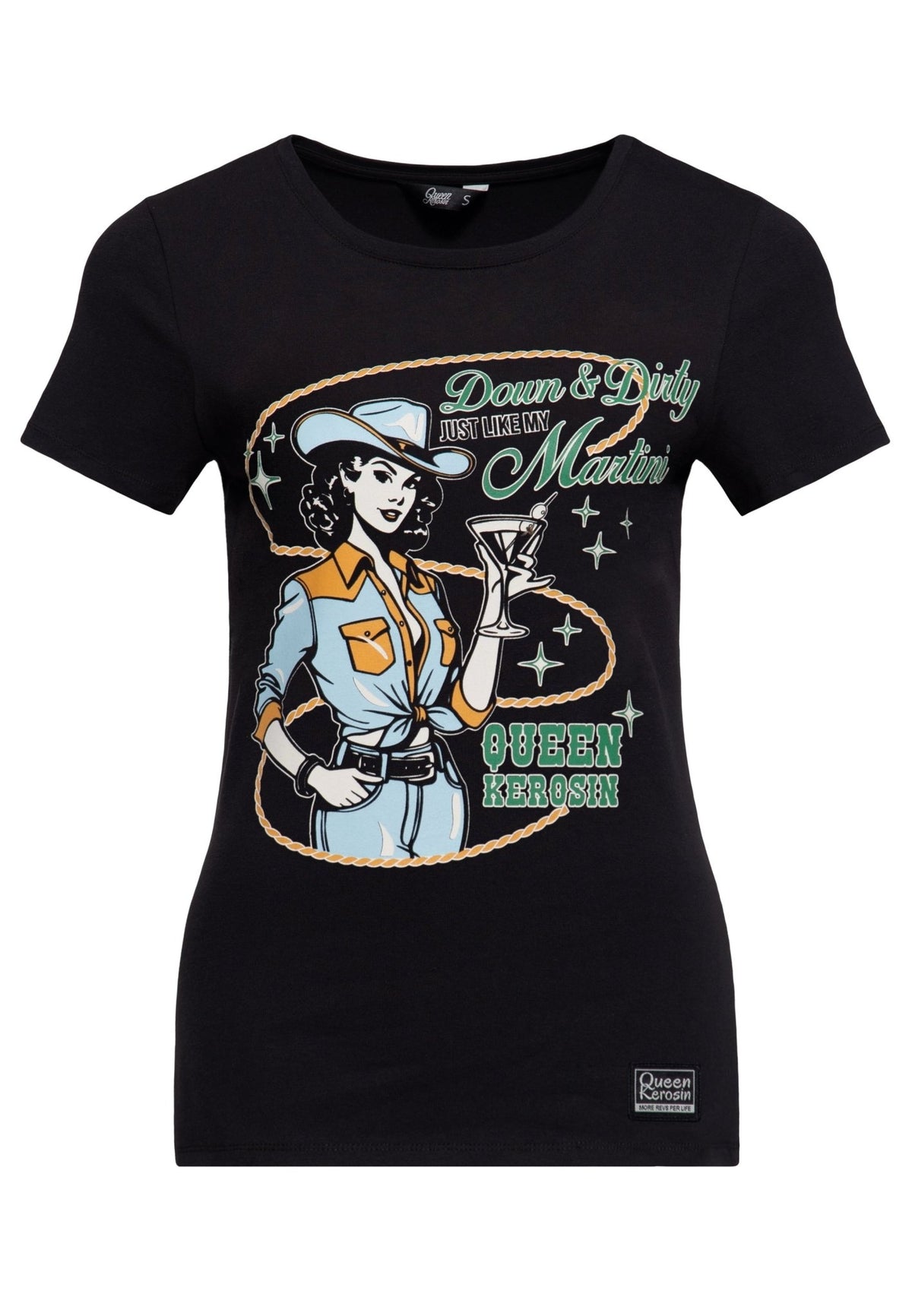 T-Shirt 'Down & Dirty' in Schwarz – T-Shirts von Queen Kerosin - Ansicht 1