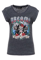 T-Shirt 'Dreams Come True' in Grau T-Shirts von Queen Kerosin