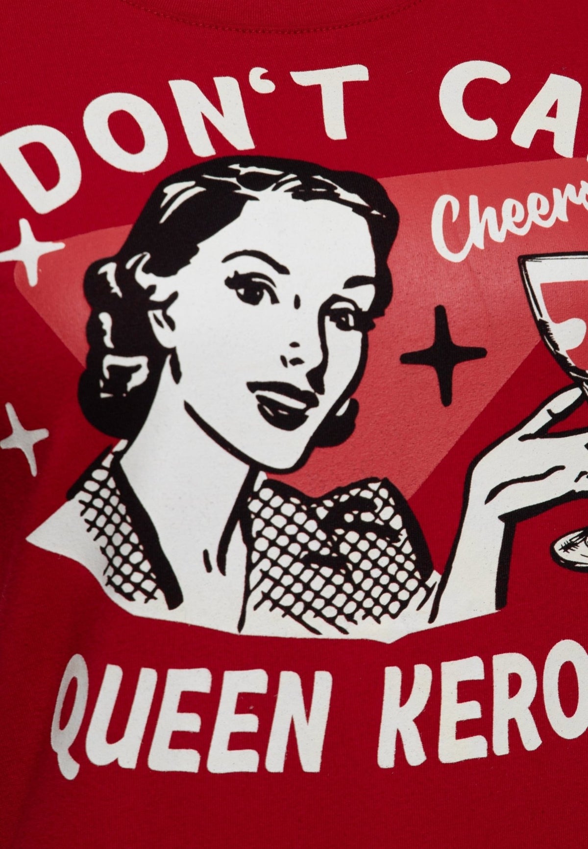 T-Shirt 'I Don't Care' in Bordeaux – T-Shirts von Queen Kerosin - Ansicht 4