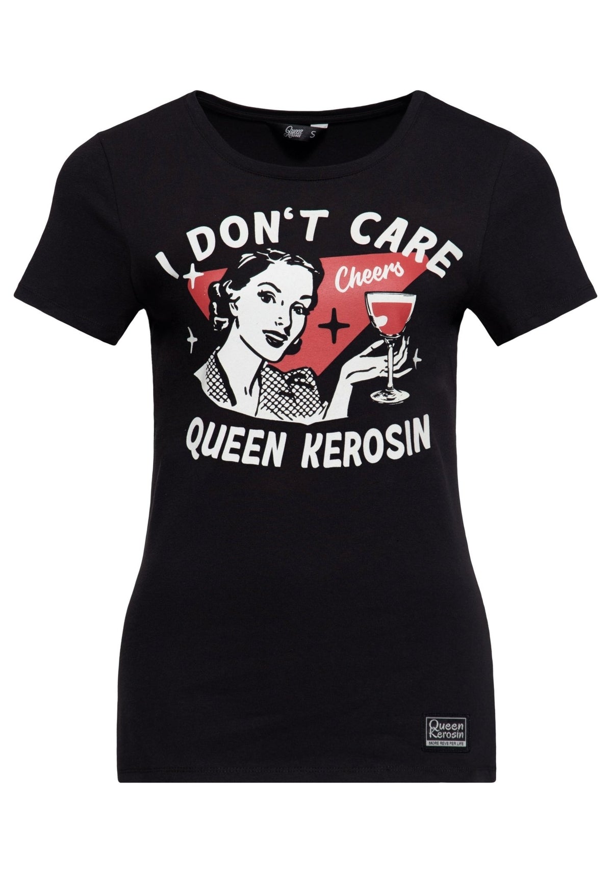 T-Shirt 'I Don't Care' in Schwarz – T-Shirts von Queen Kerosin - Ansicht 1