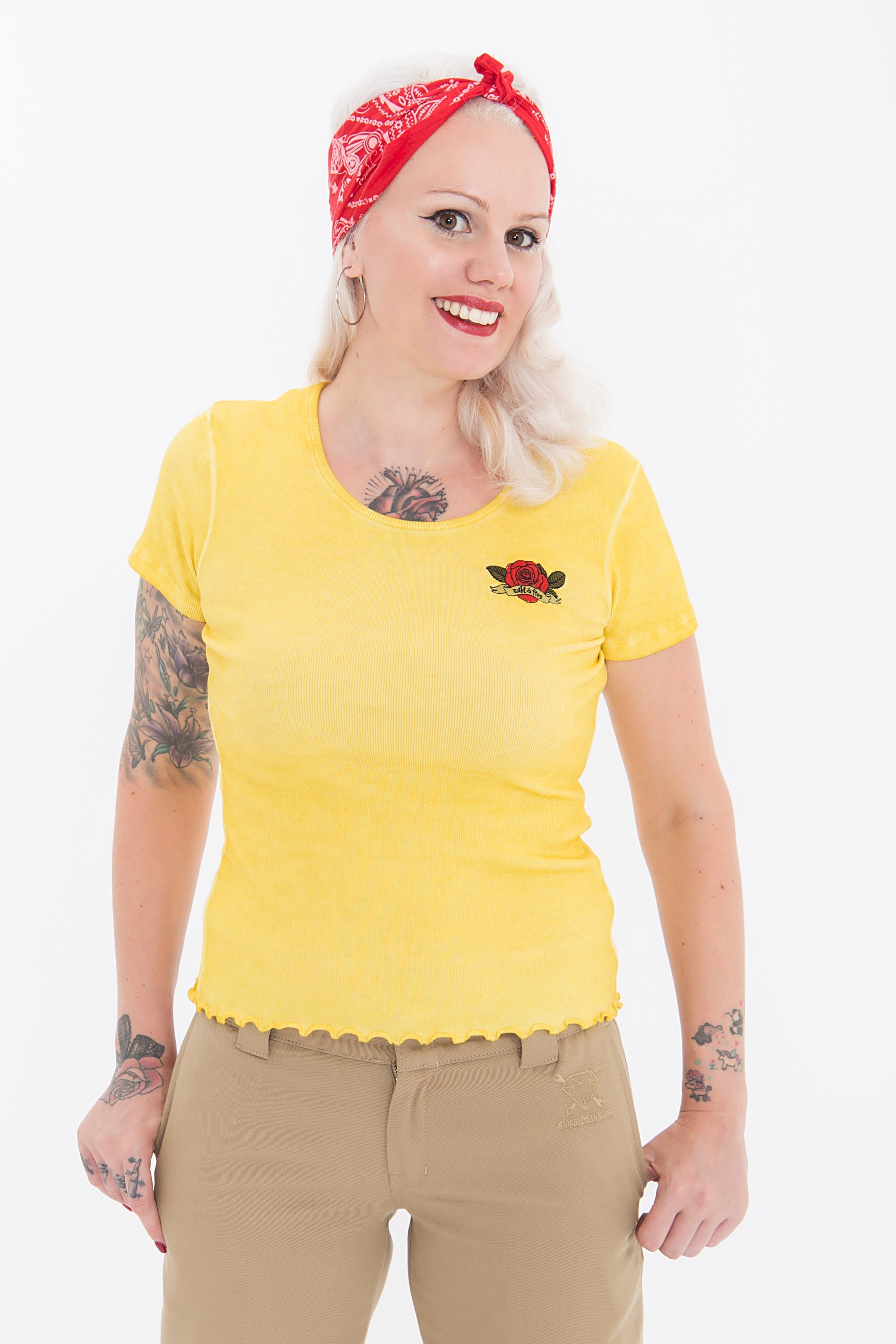 Queen Kerosin - T-Shirt in used - optik «Wild & Free»