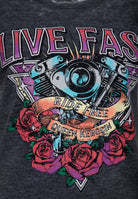 T-Shirt 'Live Fast' in Grau T-Shirts von Queen Kerosin