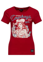 T-Shirt 'Makin' Cowboys Cry' in Bordeaux – T-Shirts von Queen Kerosin - Ansicht 1