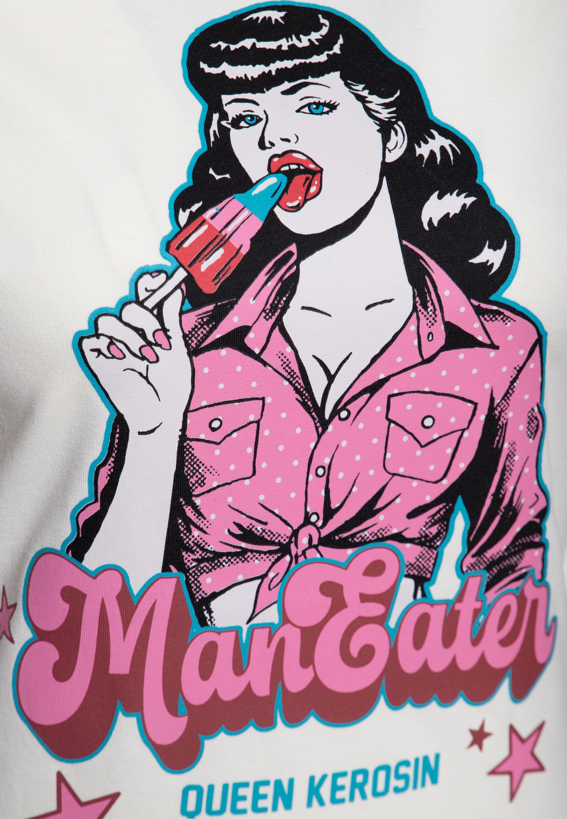 T-Shirt 'Man Eater' in Offwhite T-Shirts von Queen Kerosin