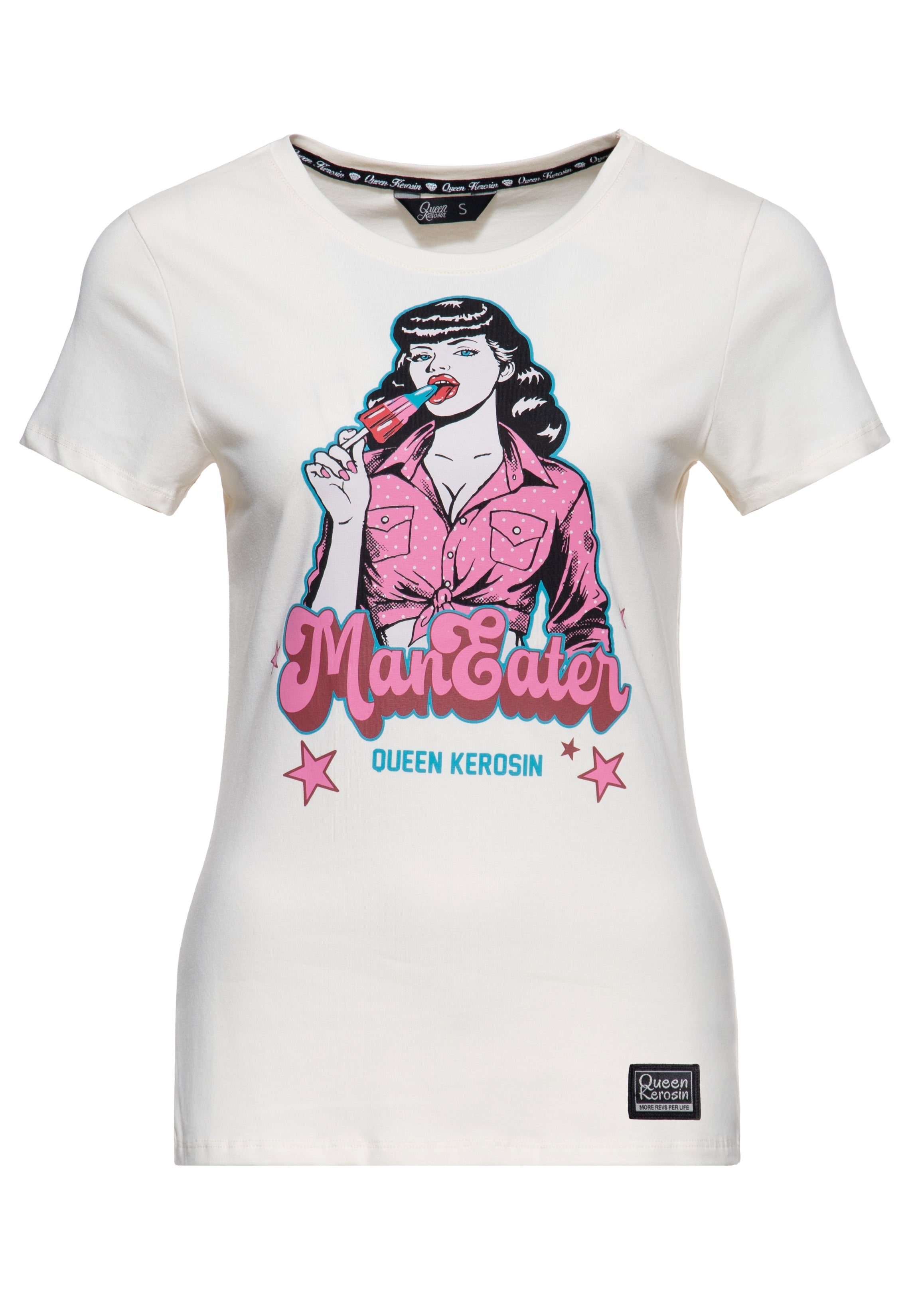 T-Shirt 'Man Eater' in Offwhite T-Shirts von Queen Kerosin
