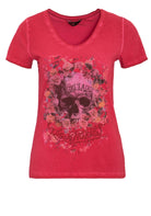 Queen Kerosin - T-Shirt mit Front Print in Rosenoptik «Rebel Lady»