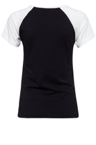 Queen Kerosin - T-Shirt mit kontrastierenden Raglan - Ärmeln und Frontprint «Chopper»