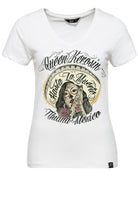 Queen Kerosin - T-Shirt mit V - Ausschnitt und Frontprint «Hasta La Muerte»