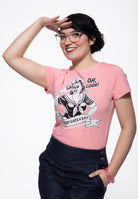 T-Shirt 'Nobody Gives a Shit' in Rosa T-Shirts von Queen Kerosin