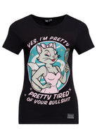 T-Shirt 'Pretty Tired' in Schwarz – T-Shirts von Queen Kerosin - Ansicht 1