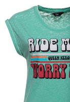 T-Shirt 'Ride More Worry Less' in Mint T-Shirts von Queen Kerosin