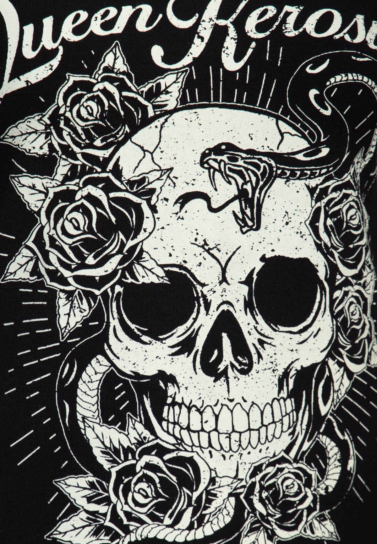 T-Shirt 'Skull and Snake' in Schwarz – T-Shirts von Queen Kerosin - Ansicht 4
