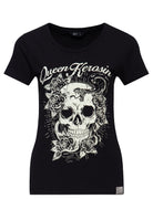 T-Shirt 'Skull and Snake' in Schwarz – T-Shirts von Queen Kerosin - Ansicht 1
