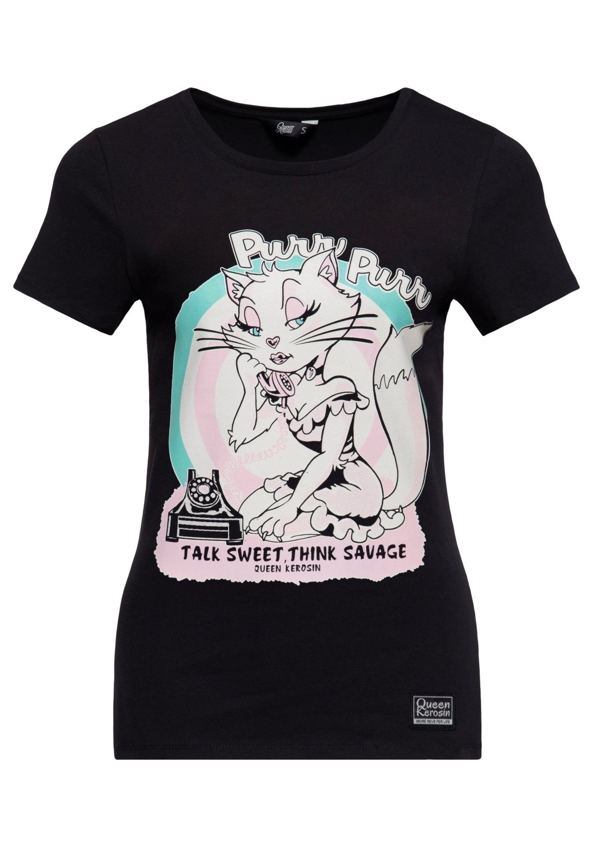T-Shirt 'Talk Sweet' in Schwarz – T-Shirts von Queen Kerosin - Ansicht 1