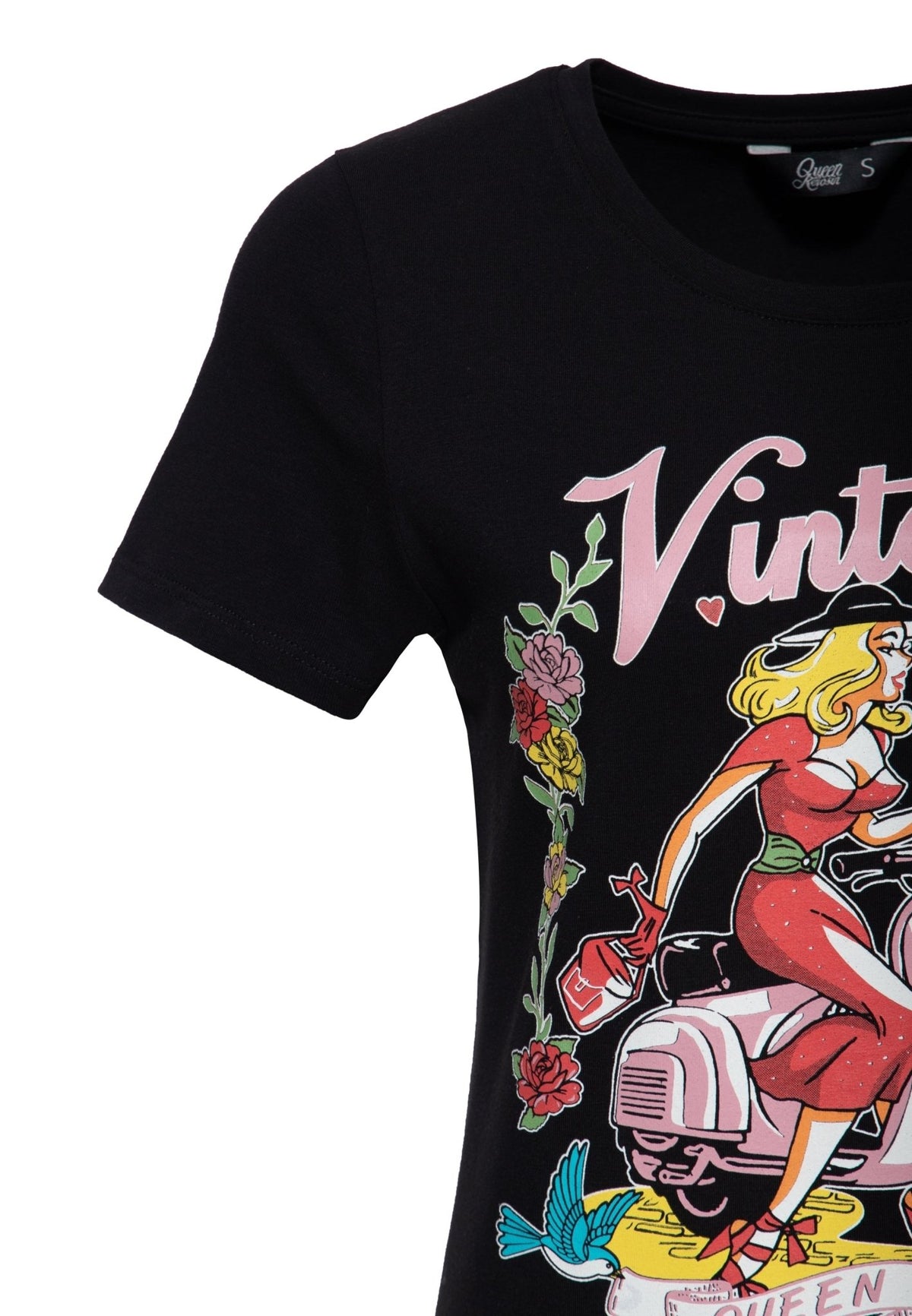 T-Shirt 'Vintage Chic' in Schwarz – T-Shirts von Queen Kerosin - Ansicht 3