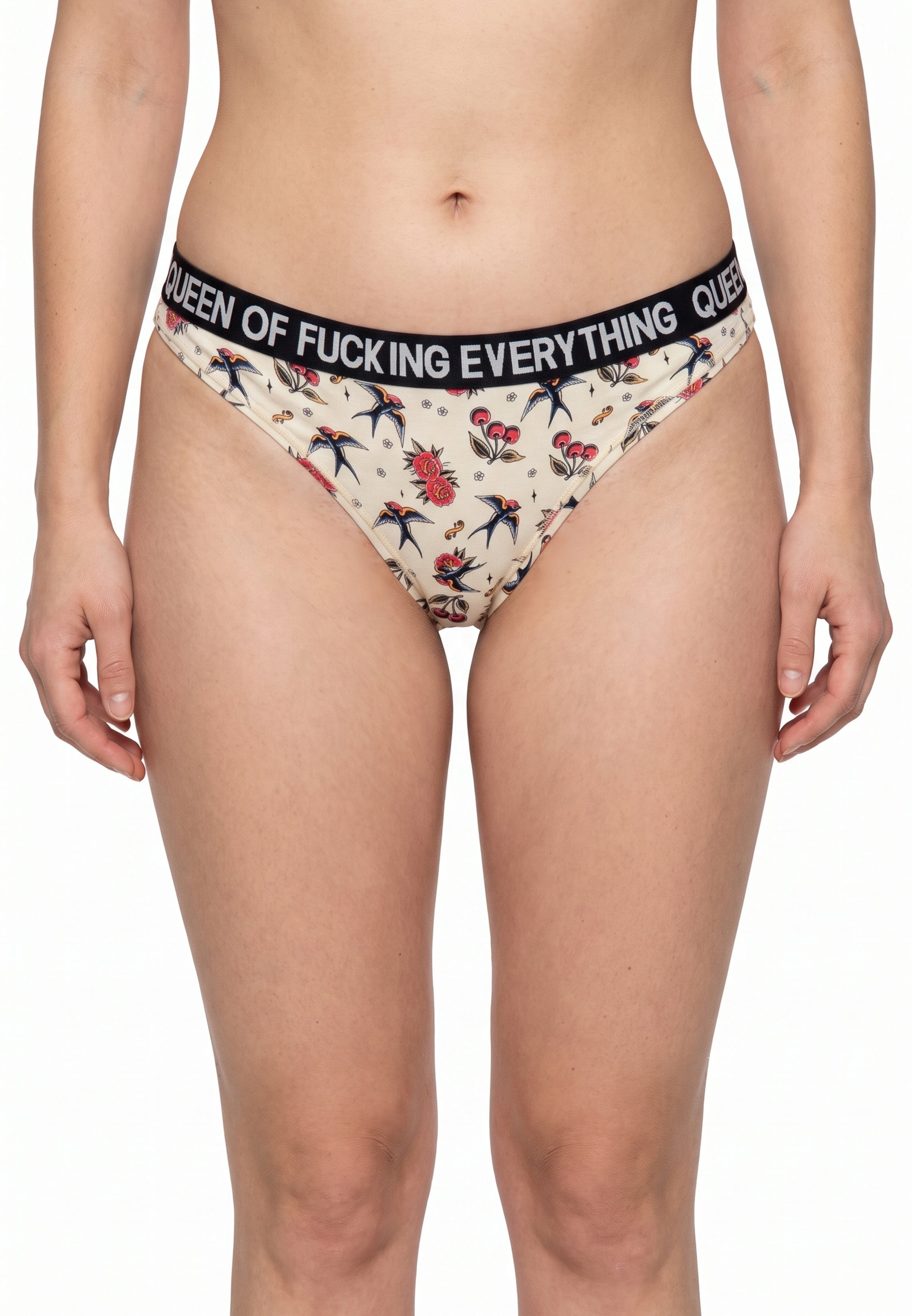 Tanga 'Queen Of Fucking Everything' in Offwhite Unterwäsche von Queen Kerosin