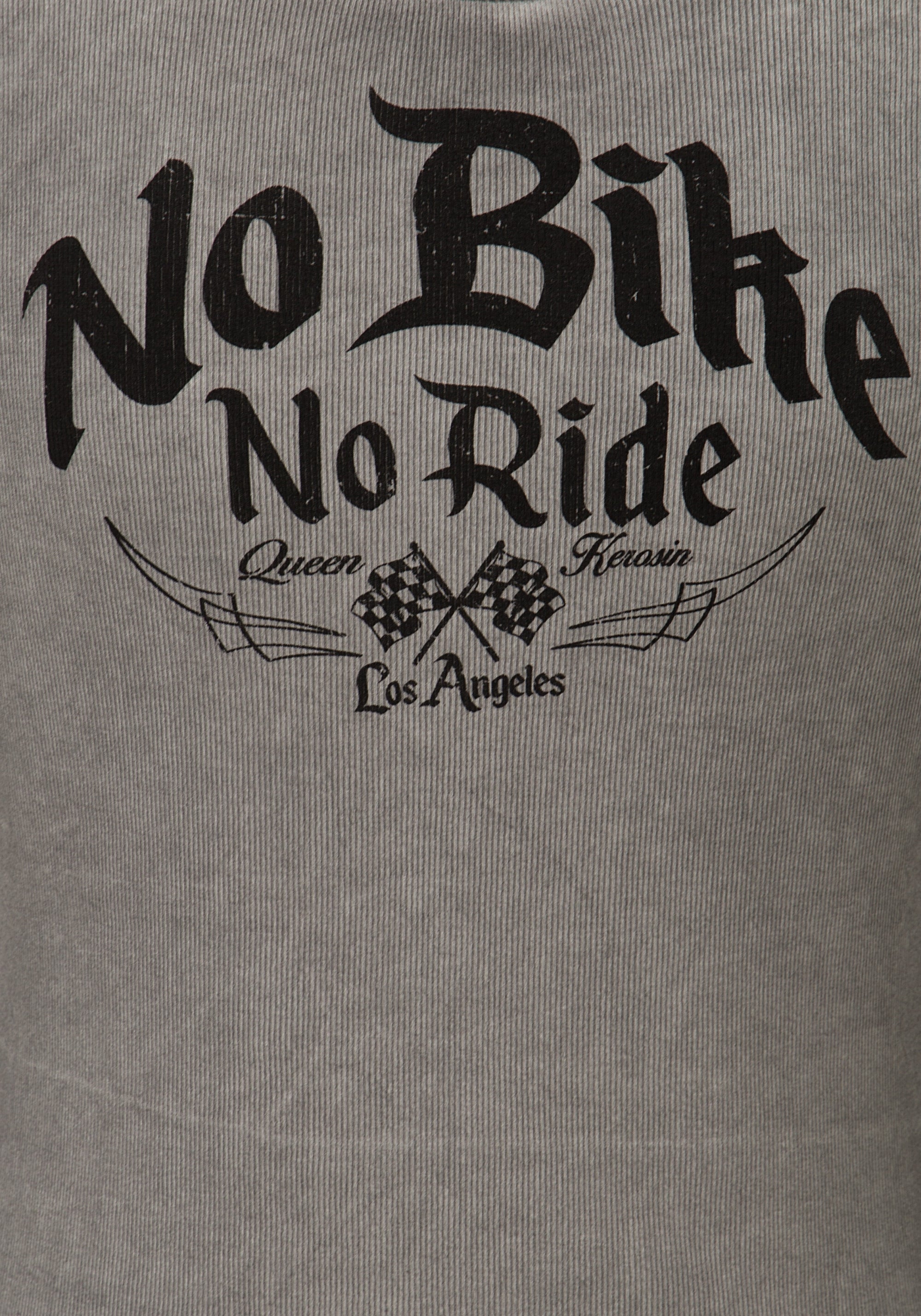 Queen Kerosin - Tank Top in V - Optik mit Bändern «No Bike No Ride»