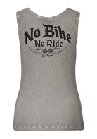 Queen Kerosin - Tank Top in V - Optik mit Bändern «No Bike No Ride»
