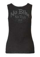 Queen Kerosin - Tank Top in V - Optik mit Bändern «No Bike No Ride»