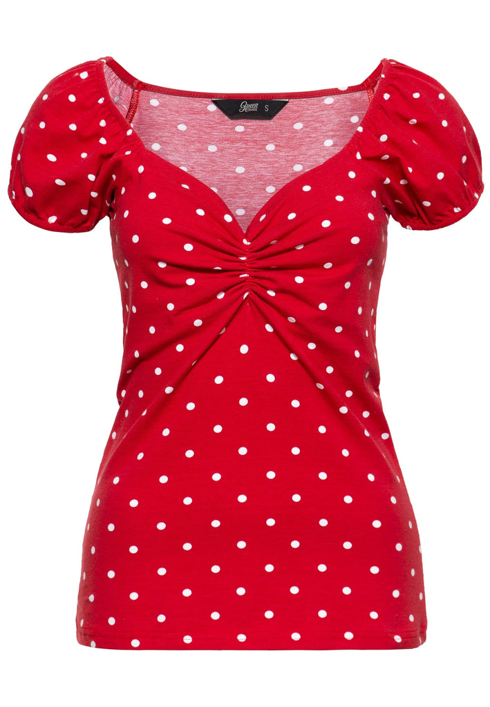 Queen Kerosin Top mit Polka-Dots