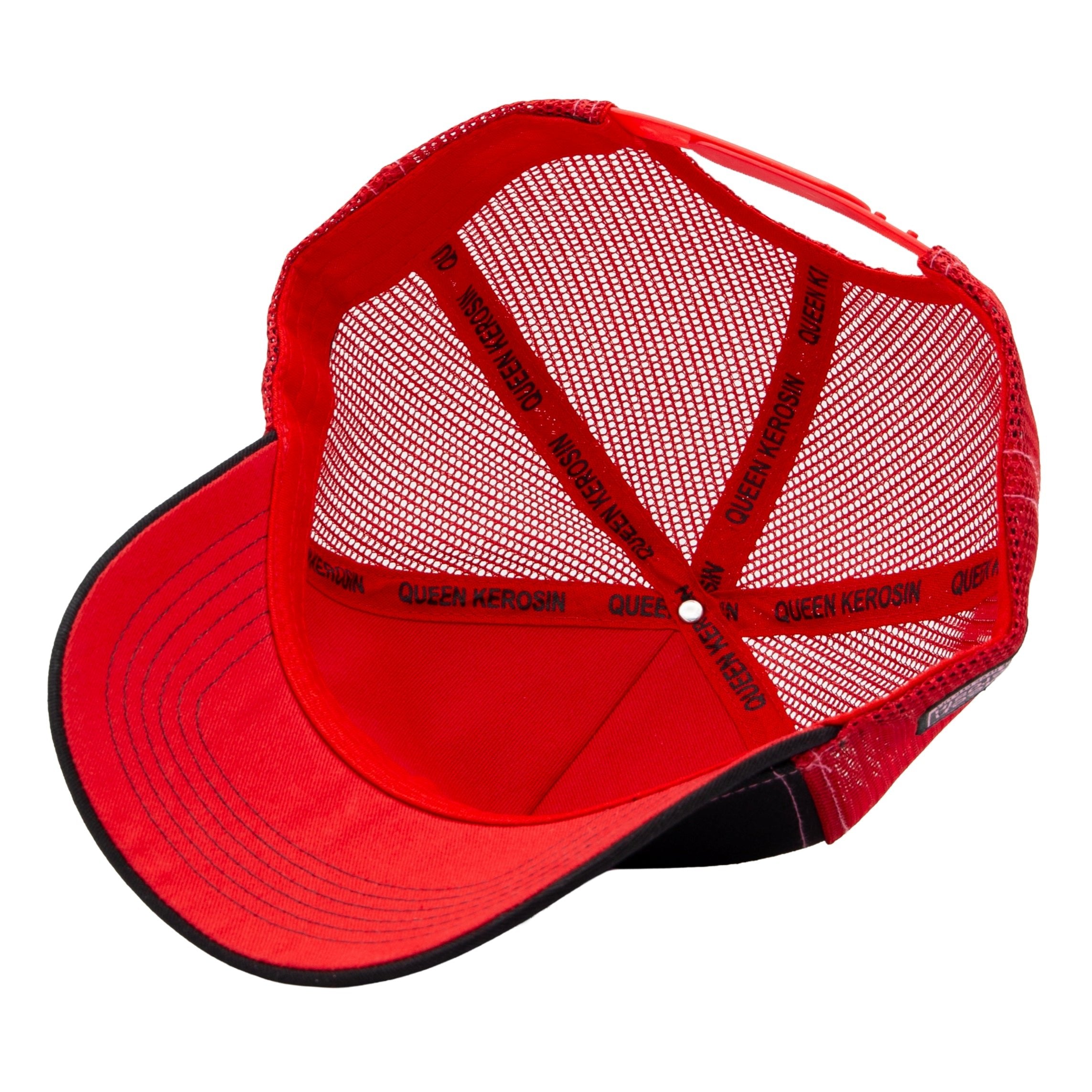 Trucker Cap 'Never Trust A Fucker' in Schwarz Rot Trucker Cap von Queen Kerosin