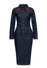 Western Pencil Kleid «Roses» Kleider von Queen Kerosin
