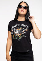 Queen Kerosin - Wide Fit T-Shirt «Wild Ones Ride Free»