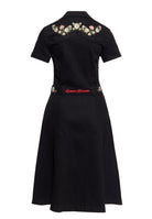Queen Kerosin - 50s Swing Jeanskleid mit Stickerei