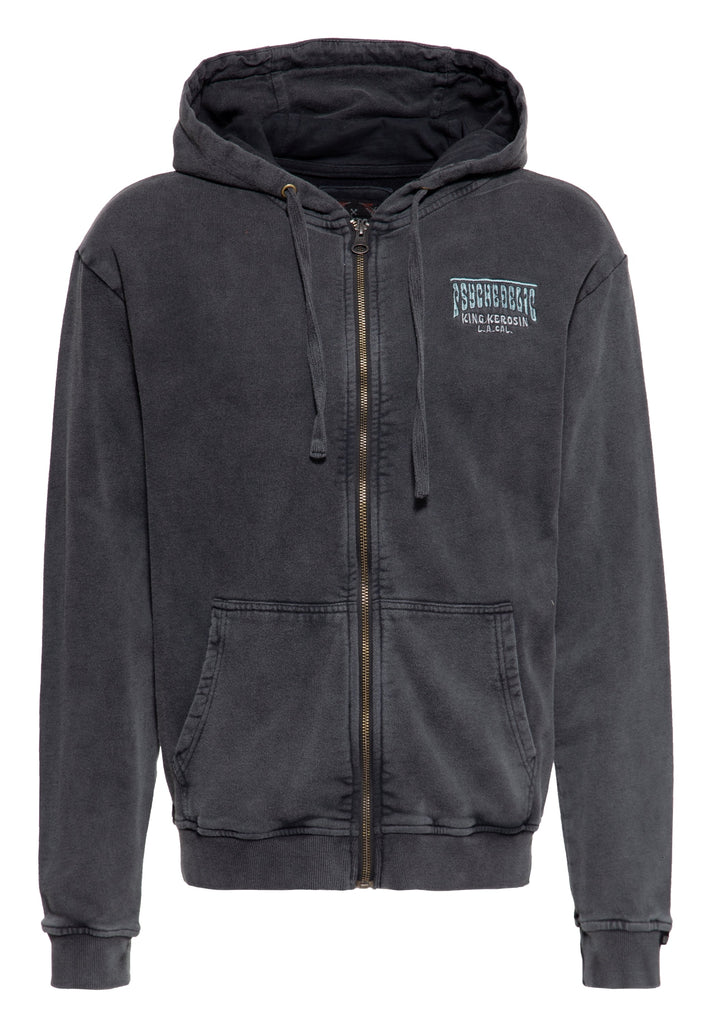 Queen Kerosin Acid washed Zip Hoodie «Psychedelic Custom Chopper»
